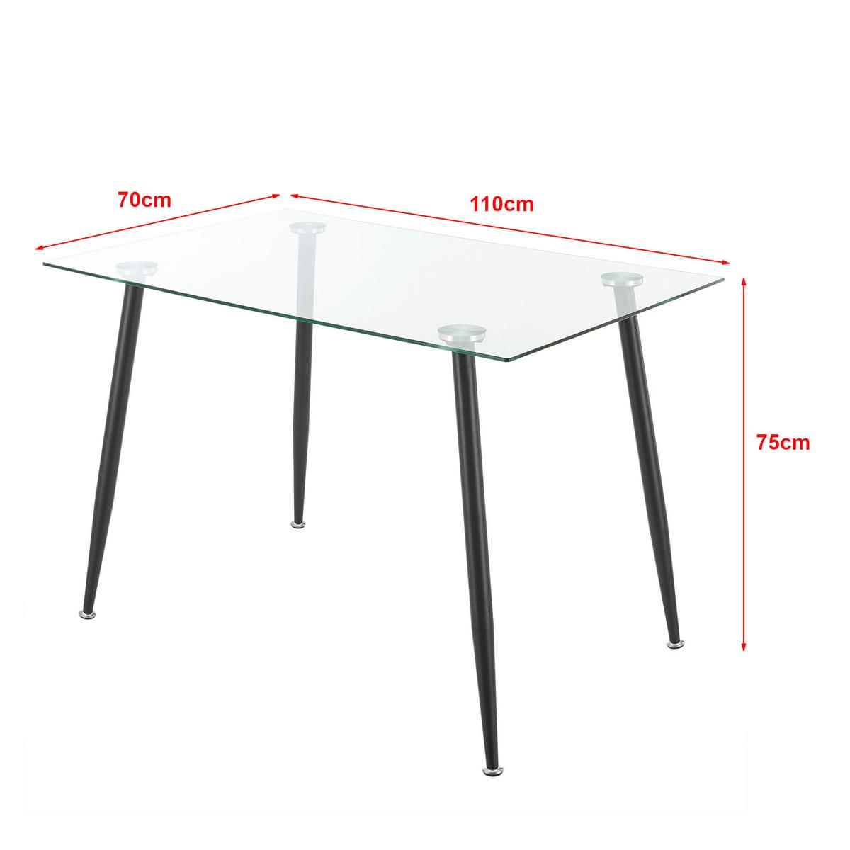 ESSTISCH Hyrynsalmi - Transparent/Schwarz, Glas/Metall (70/110/75cm) - [en.casa]