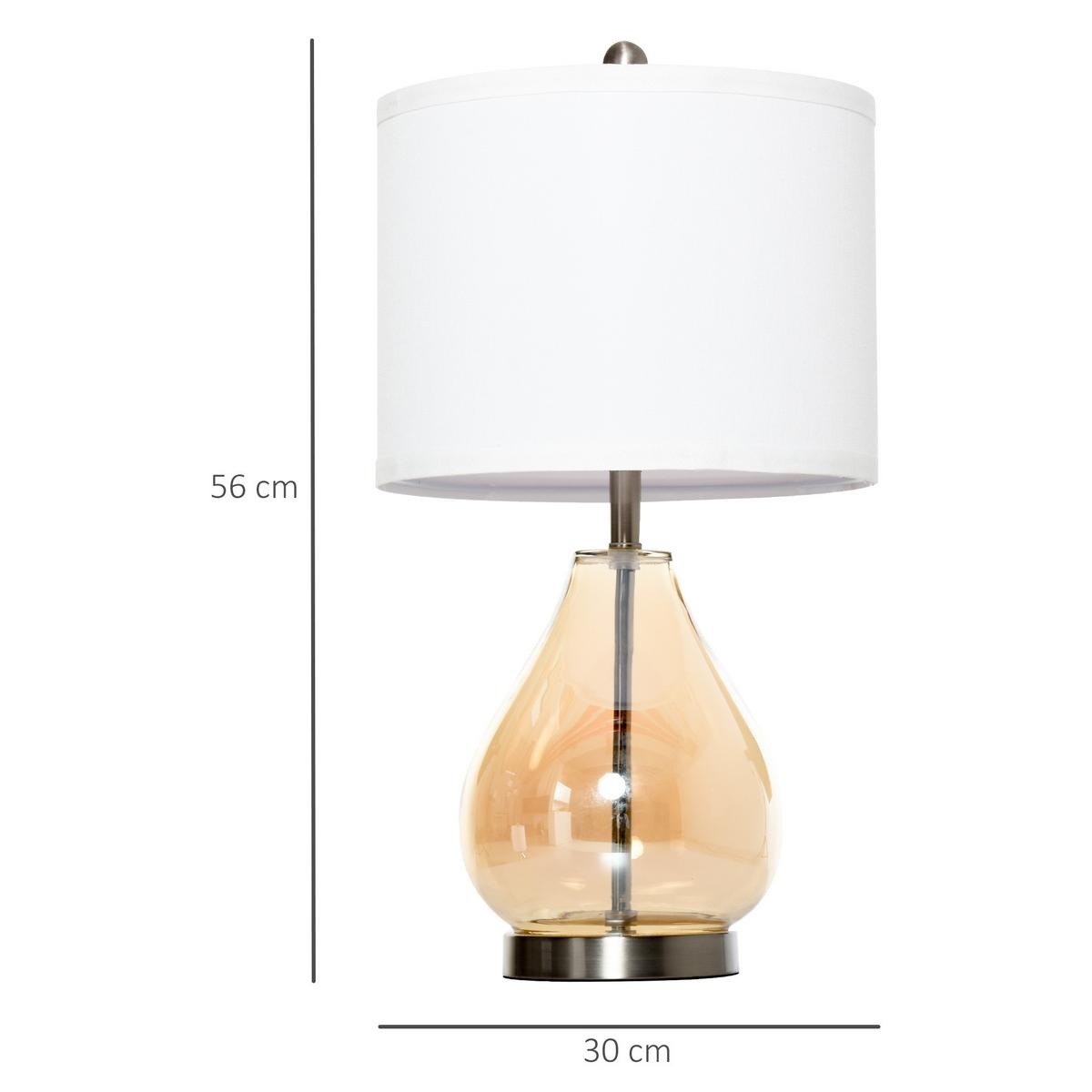 2-SET Tischlampen Tischleuchten E27 Nachttischlampe Leinen Glas Bernstein - Multicolor, Metall (30/30/56cm) - HOMCOM