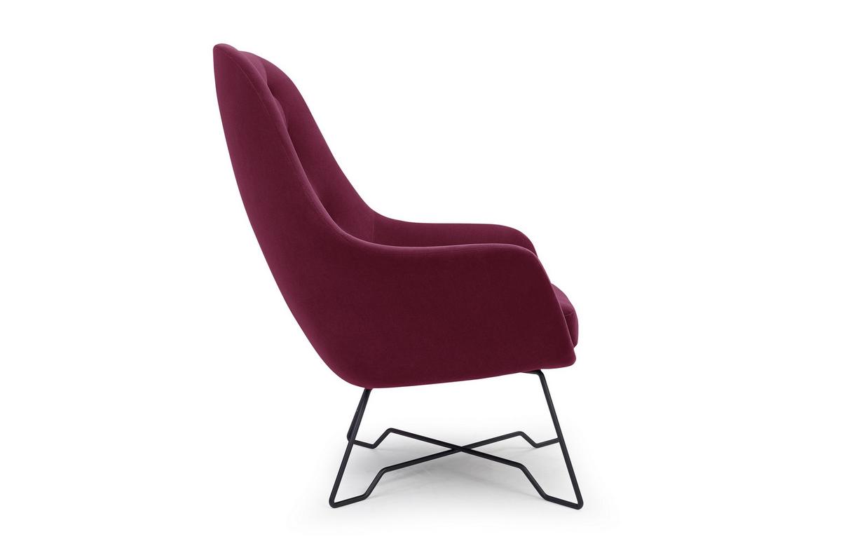 SESSEL SEDUTA, Modern Polstersessel Loungesessel, Velours-Stoff Dunkelrot - Dunkelrot, Holz/Metall (72.5/101.5/83cm) - MASSENO