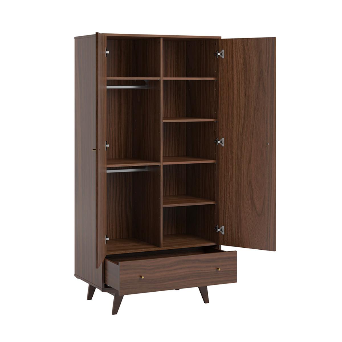 SCHRANK 2 Türen Mid Holz - Braun, Holzwerkstoff (90/185/50cm) - Petits-meubles