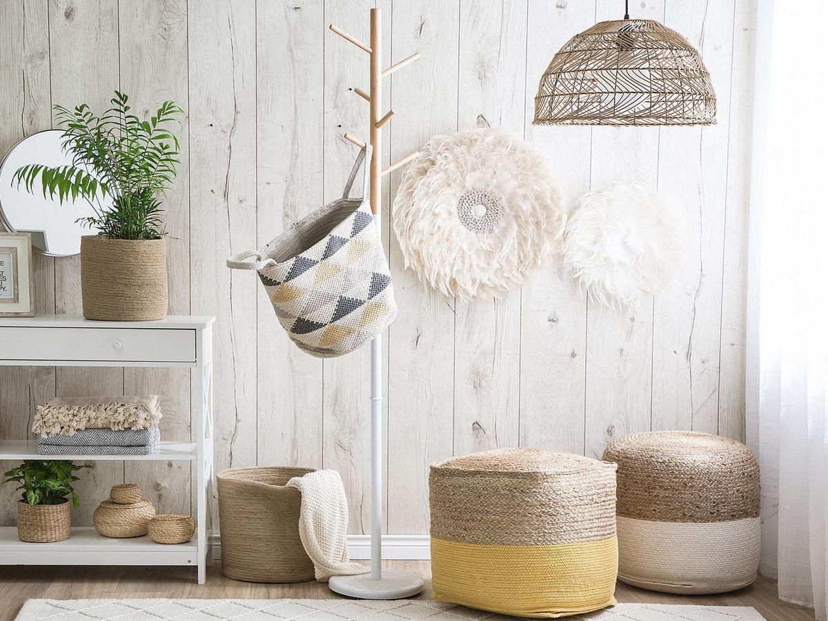 POUF Kirama 44/44/44 cm - Beige, Naturmaterialien (44/44/44cm) - Beliani