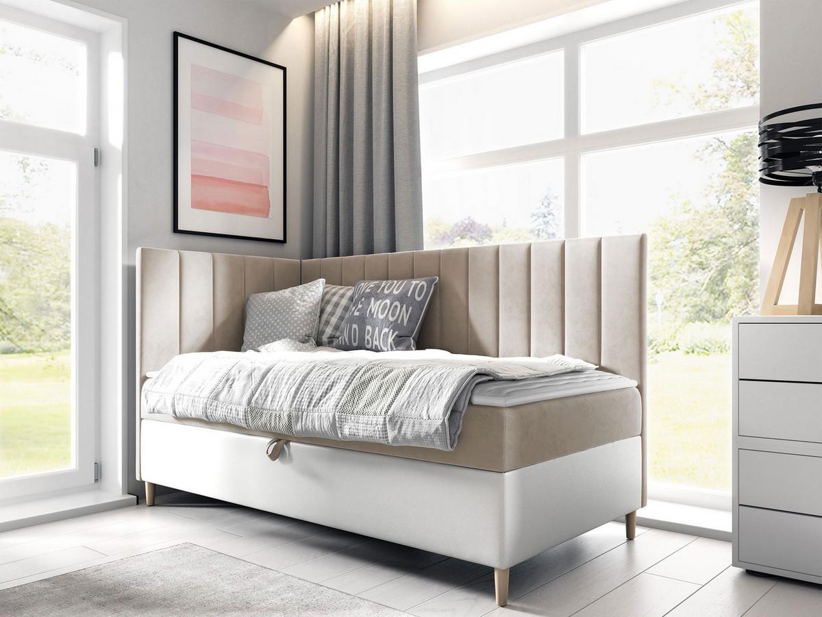 BOXBETT Maja Junior 3, Seite zum Öffnen des Bettkastens: Links - H3 - Creme/Weiß, Holz (80/200cm) - MIRJAN24