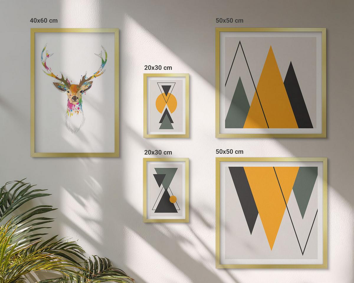 BILDER SET 5er Set - 50x50 cm & 20x30 cm & 40x60 cm Goldrahmen - Italienische Städte (Aquarell) - Goldfarben, Kunststoff (40/60cm) - TULUP