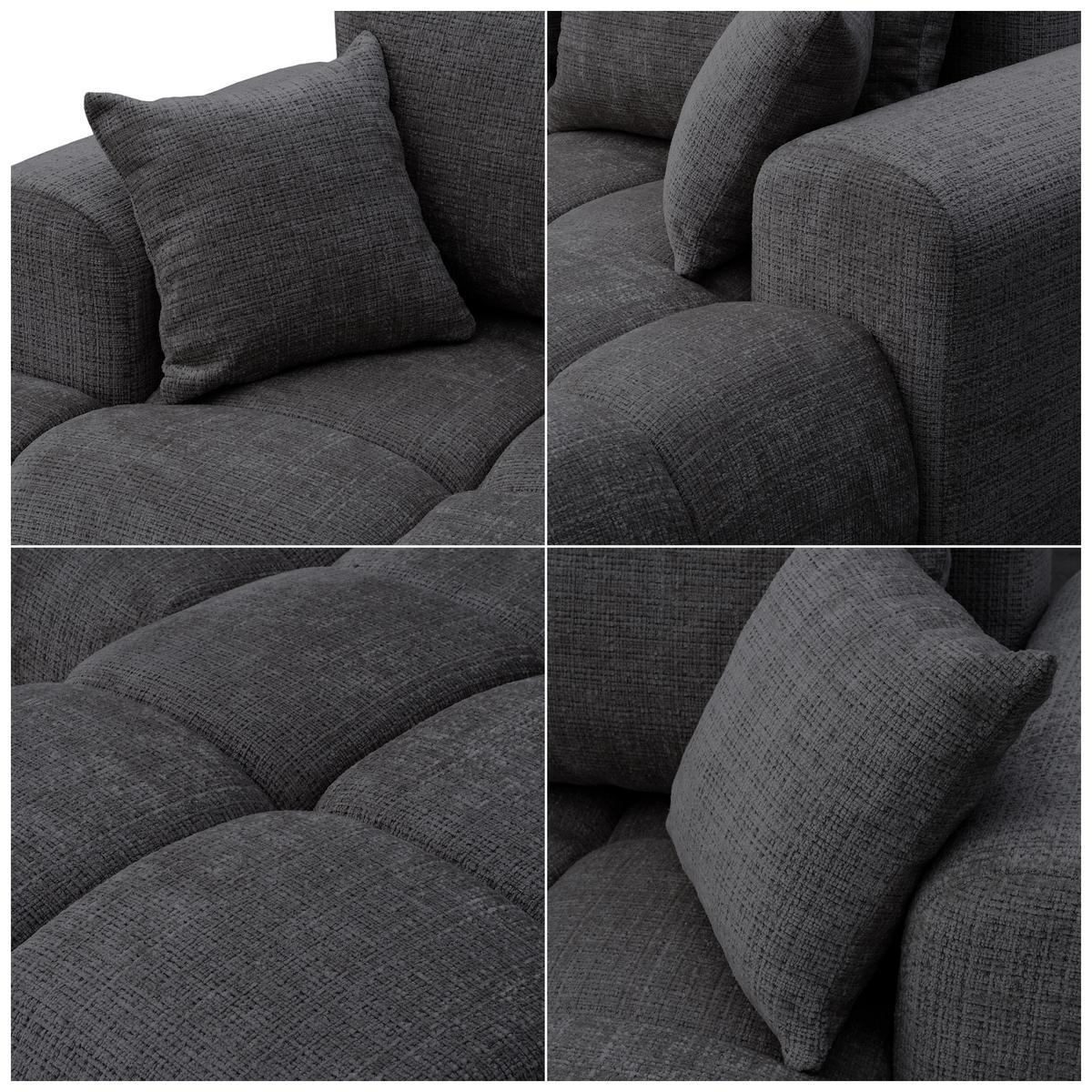 ECKSOFA MILANO Rechts mit Schlaffunktion und Bettkasten Dunkelgrau - Dunkelgrau, Kunststoff/Textil (265/145cm) - Idohome