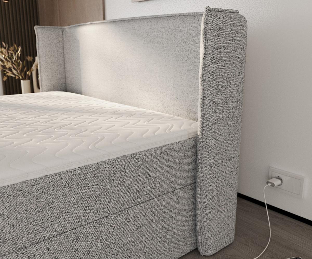 BOXBETT Viva 200/200 cm Grau im Riva Stoff - Schwarz/Grau, Holz/Holzwerkstoff (200/200cm) - AltaBeds