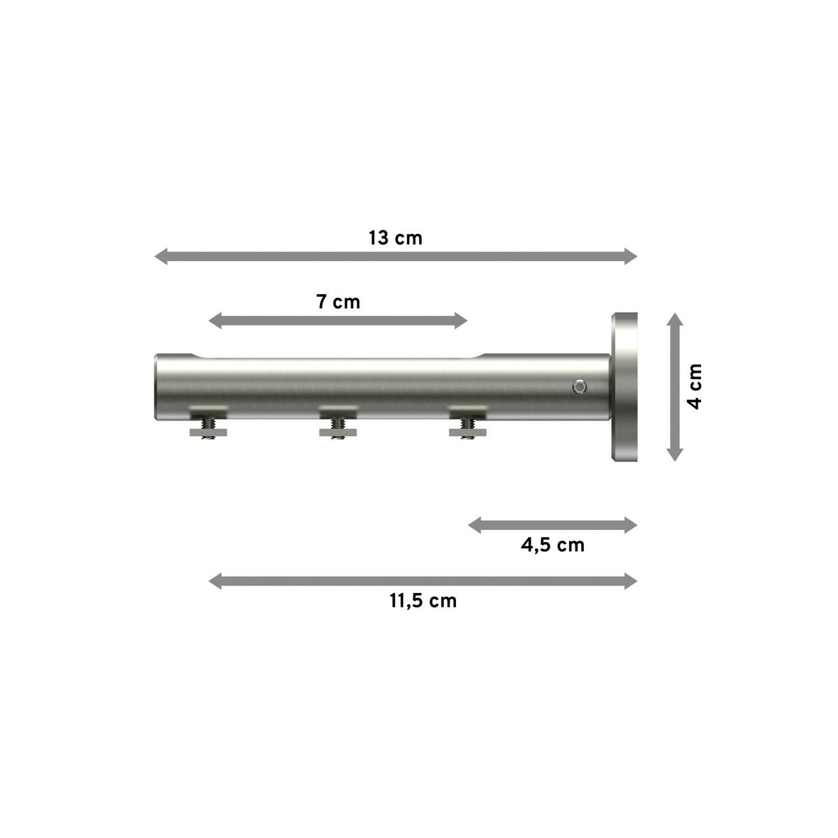 TRÄGER FÜR GARDINENSTANGEN INNENLAUF 20 mm Ø, Siteno Langloch 1 bis 3-läufig, Edelstahl-Optik - Edelstahlfarben, Metall (13/4/4cm) - INTERDECO