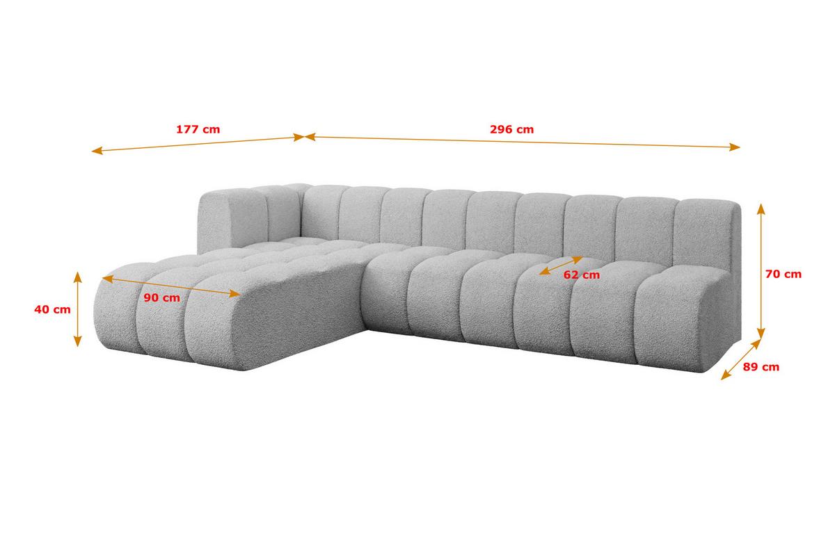 ECKSOFA modulares Sofa Darnel-L2 - 296x177x70 cm Hellgrau - Hellgrau, Holzwerkstoff/Textil (296/177cm) - ALTDECOR