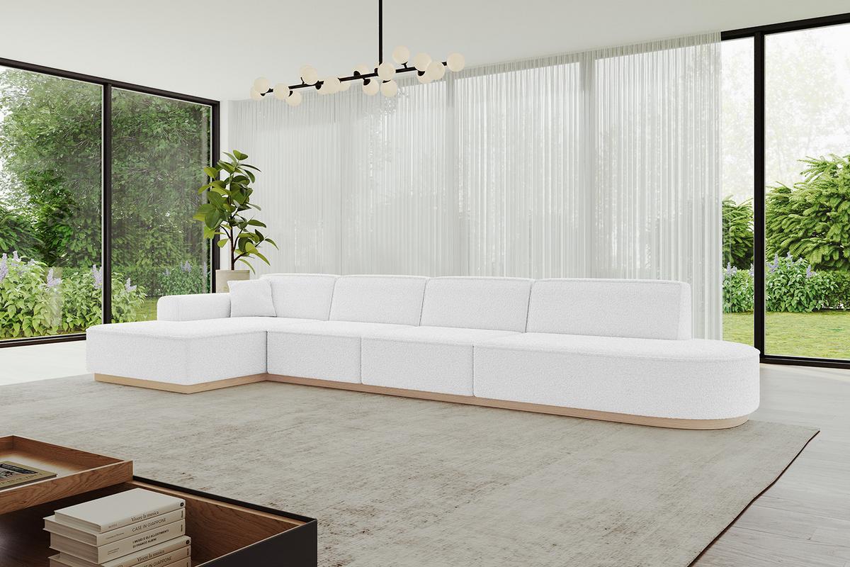 ECKSOFA Ottomane Links IREA-L3 - 412x165x80 cm Weiß - Weiß, Holzwerkstoff/Textil (412/165cm) - ALTDECOR