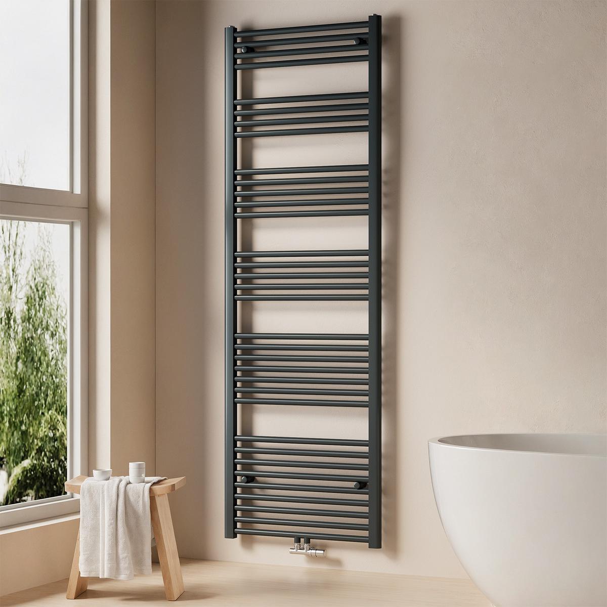 HEIZKÖRPER wasserführender Handtuchheizkörper Anthrazit 180/60/3 cm - Anthrazit, Metall (60/180/3cm) - EMKE
