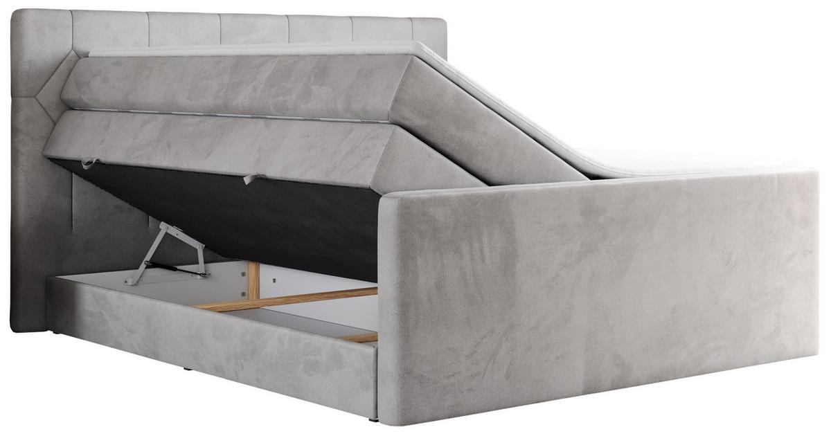BOXSPRINGBETT KING EIGAR 120/200 Hellgrau Velvet - H3 - Hellgrau, Holz/Textil (120/200cm) - MKS