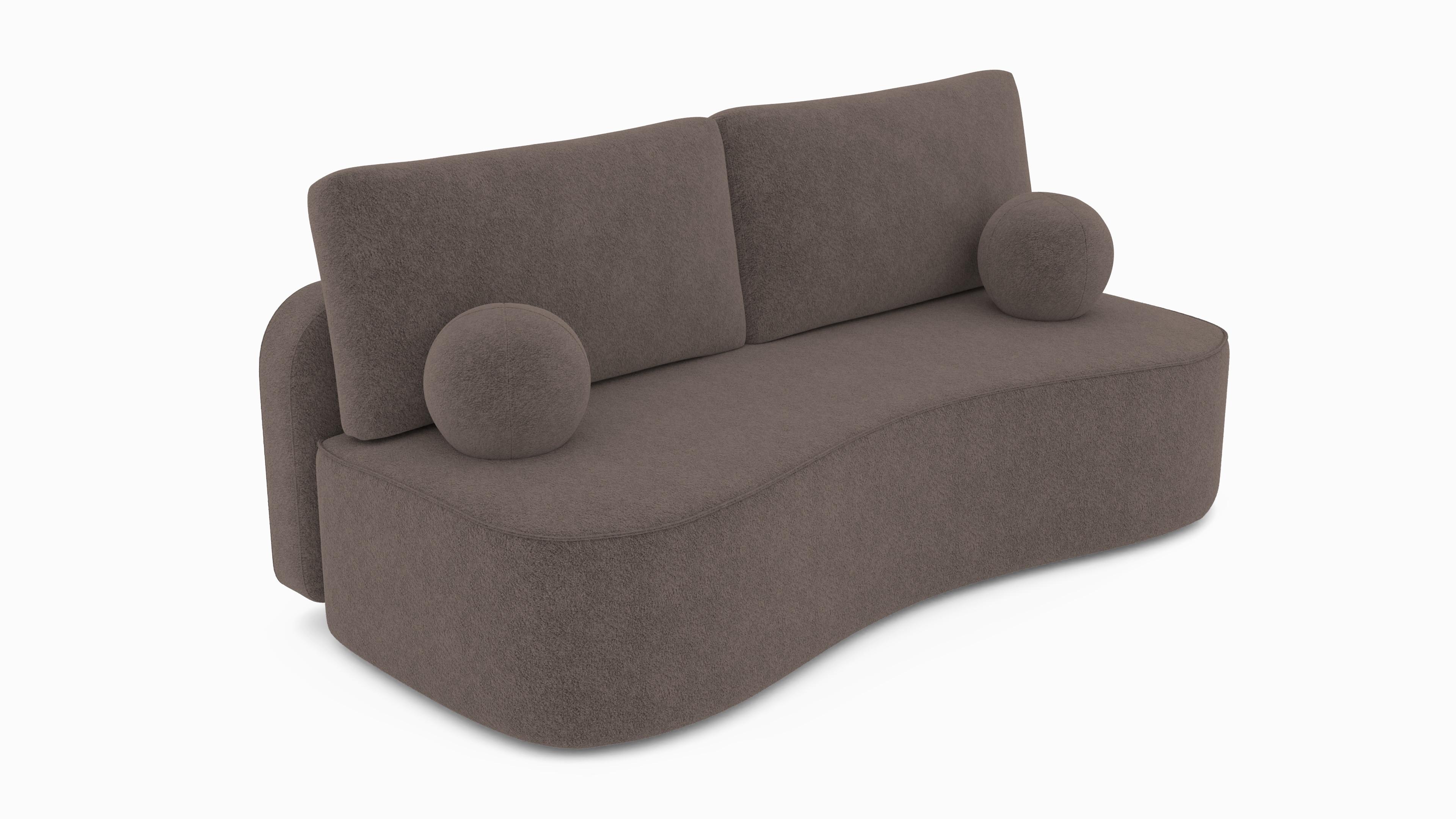 BETTSOFA ROTONDO Braun Bucle-Stoff mit Schlaffunktion - Braun, Textil (101/93/207cm) - MASSENO