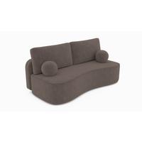 BETTSOFA ROTONDO Braun Bucle-Stoff mit Schlaffunktion - Braun, Textil (101/93/207cm) - MASSENO