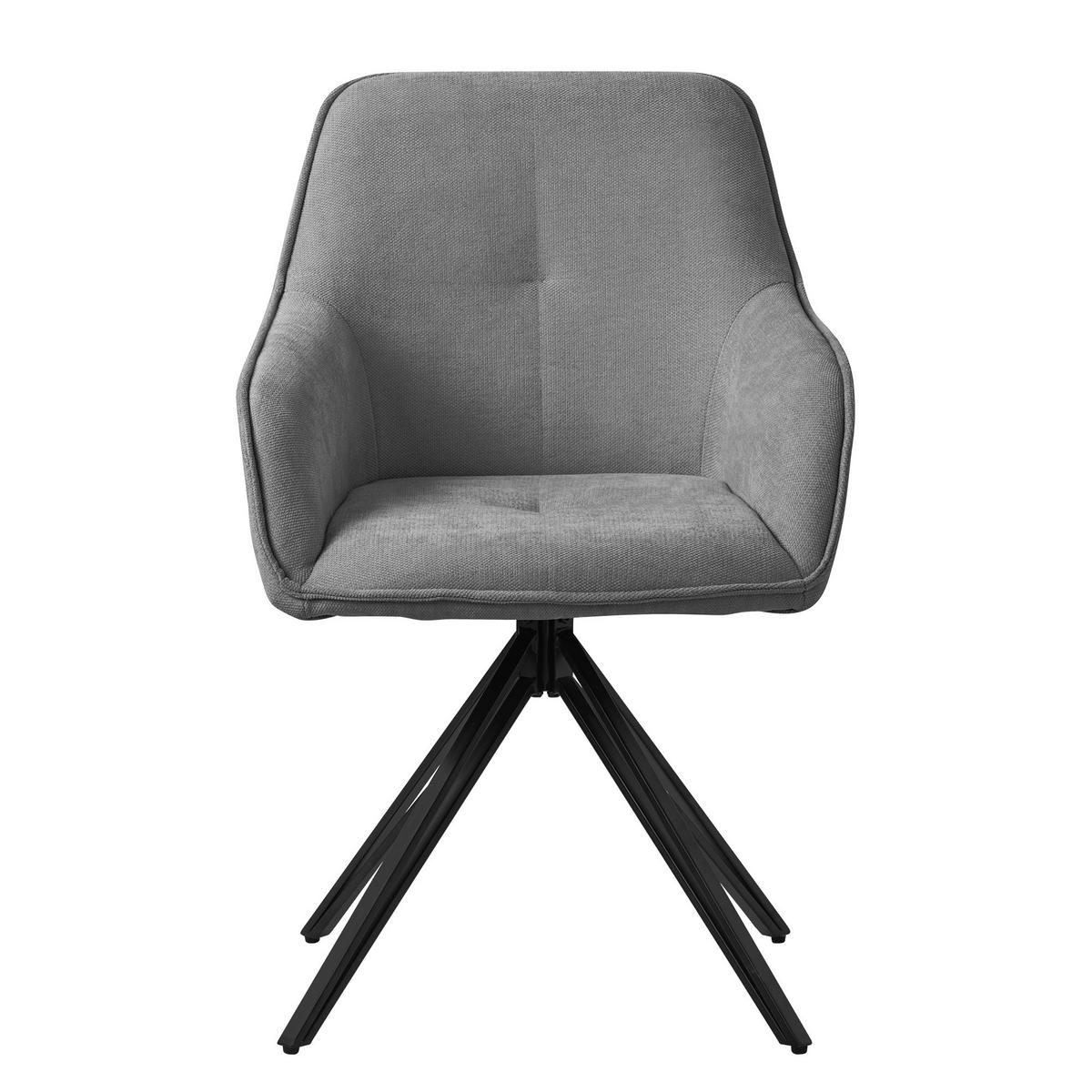 ESSZIMMERSTUHL 4er Set drehbar Grau Webstoff - Schwarz/Grau, Textil/Metall (61/84.5/57cm) - ML-DESIGN