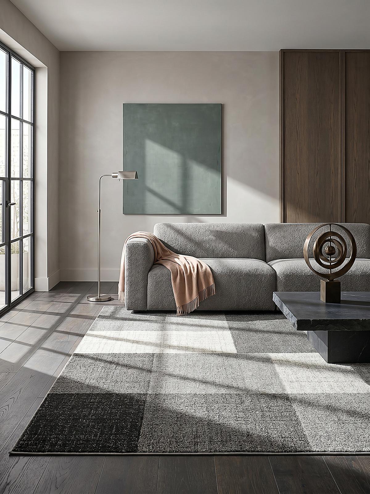 TEPPICH Niederflor Patchwork THUR Polypropylen Grau 80 x 140 cm - Grau, Textil (120/160cm) - KADIMA DESIGN