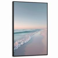 LEINWAND Bilder mit Rahmen - Küstenlinie - Pastell - Wasser - 80x120 - Pastellblau, Textil (80/120cm) - MuchoWow