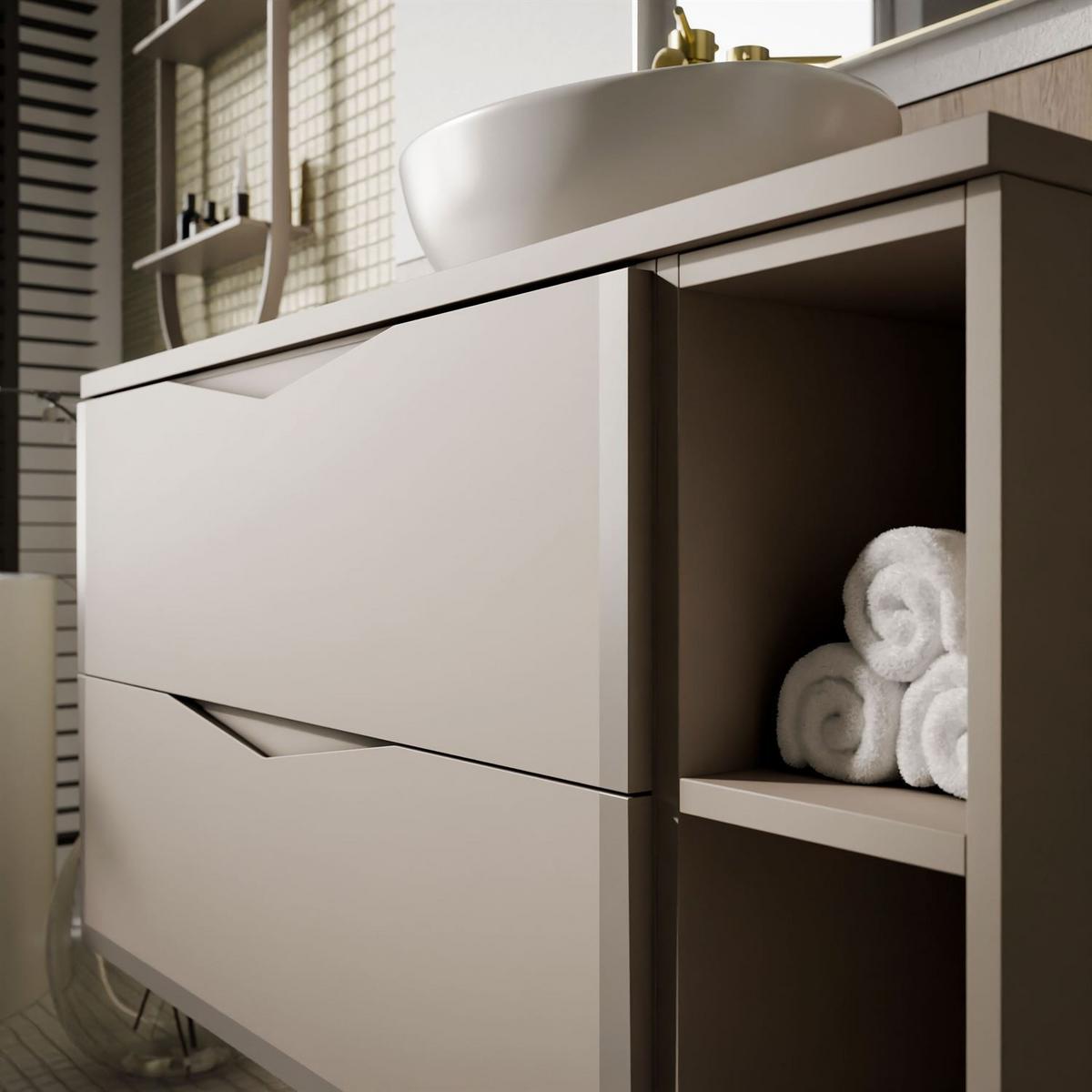 BADEZIMMERSET MIRA mit Regal II 80 cm - Kaschmir, Holzwerkstoff (80/50/46cm) - Lookway
