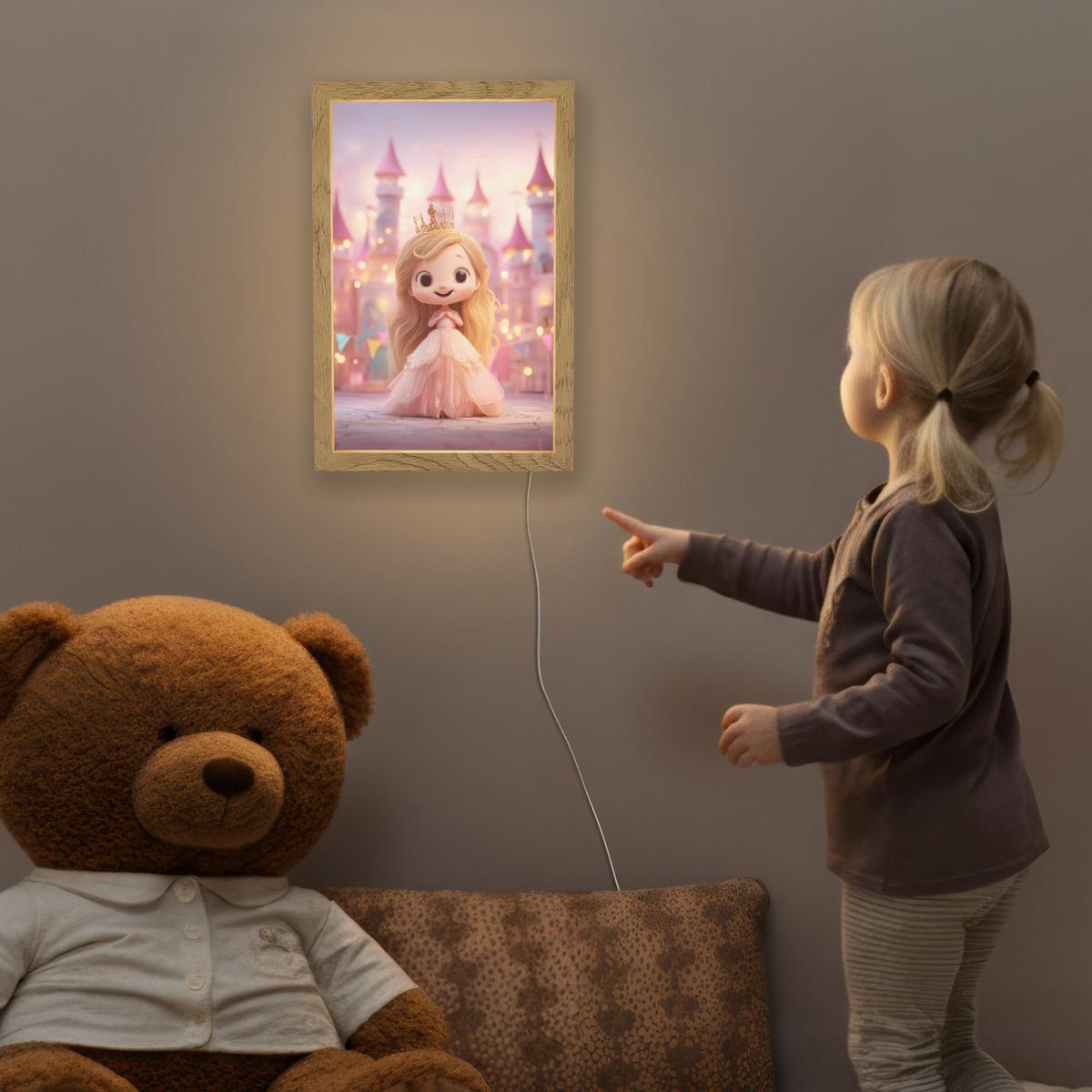 NACHTTISCHLAMPE Prinzessin - Rosa - Schloss 20x30 cm - Rosa, Holzwerkstoff (8/20/30cm) - OnlyWow
