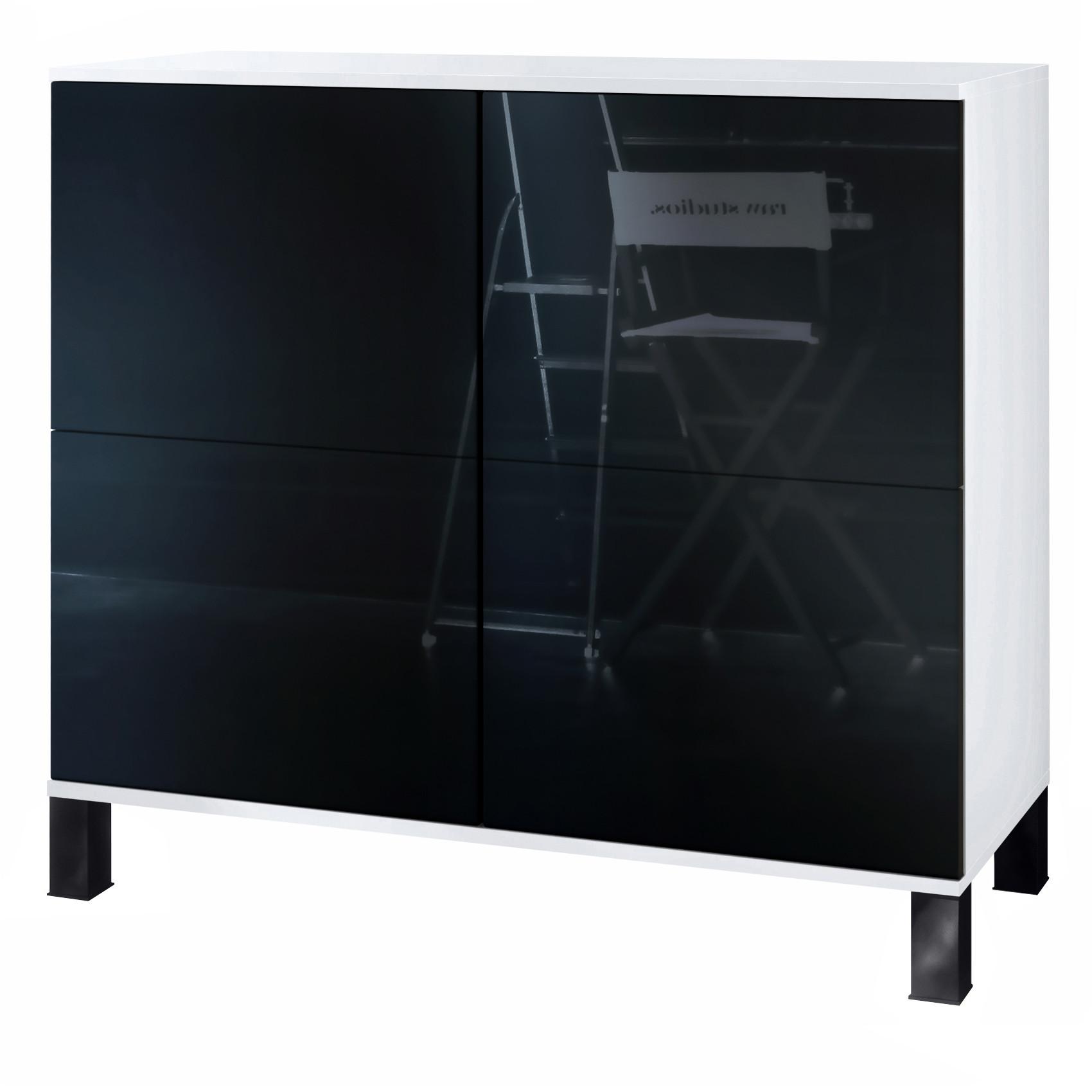 KOMMODE Rova Schwarz Hochglanz - Schwarz Hochglanz, Holzwerkstoff (92.5/84.5/35cm) - Vladon