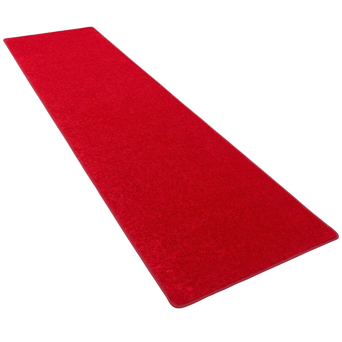 HOCHFLOR VELOURS LÄUFER TEPPICH LUNA - Rot, Textil (80/320cm) - Snapstyle