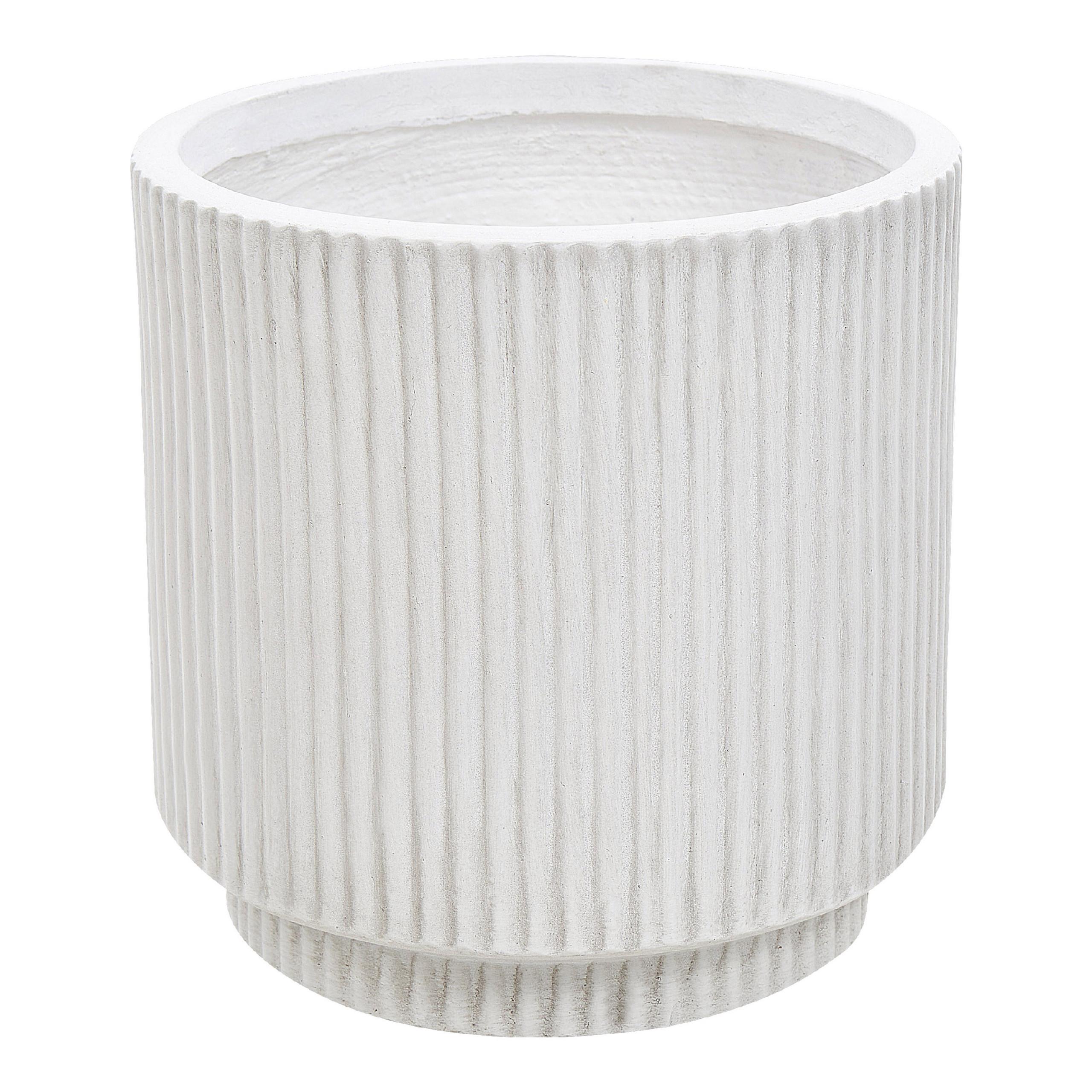 BLUMENTOPF cremeweiß rund 24/24/24 cm Daria - Weiß, Naturmaterialien (24cm) - Beliani