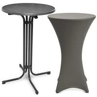 STEHTISCH Bellini Ø 70cm Grau mit Stella Stehtischhusse Ø 70cm Anthrazit - Anthrazit, Metall (70/70/110cm) - Beautissu 