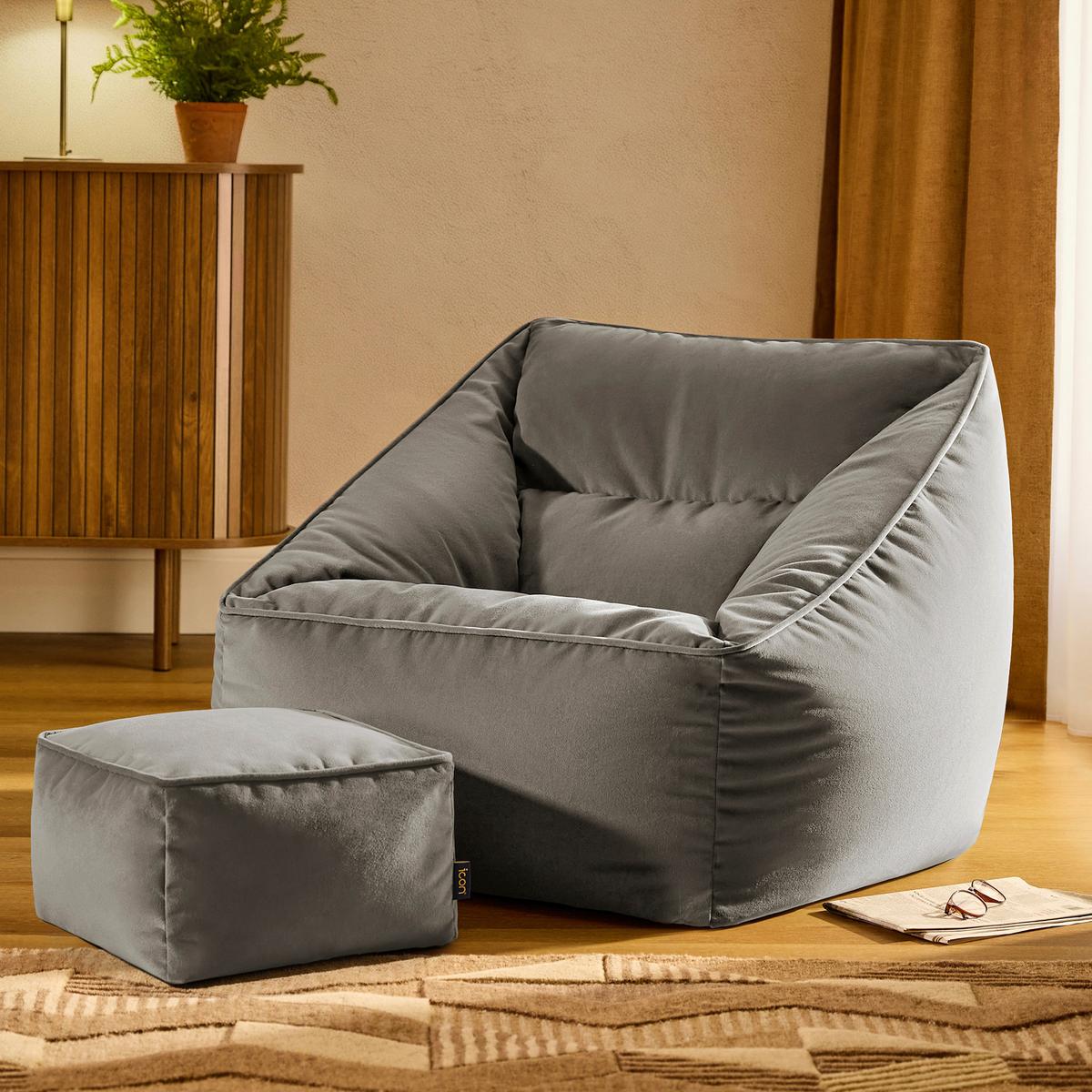 SITZSACK Sessel mit Sitzpouf - Grau, Textil (70/65/70cm) - icon
