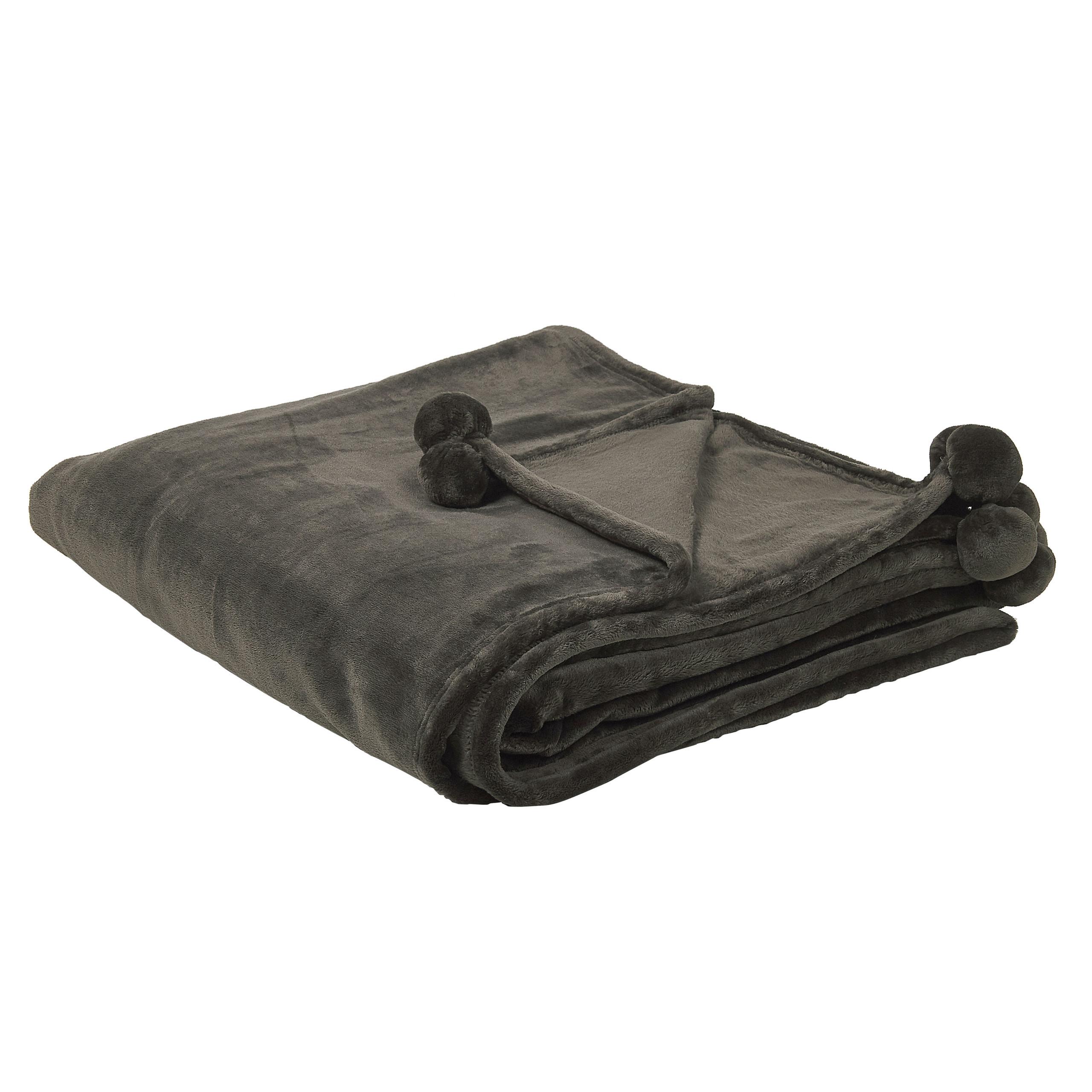 DECKE Dunkelgrau Terke 220/200 cm - Dunkelgrau, Textil (200/220cm) - Beliani
