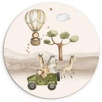 WANDBILD Wilde Tiere - Safari - Aquarell - Heißluftballon Deko Wohnzimmer 30x30 cm - Beige, Kunststoff (30/30cm) - MuchoWow