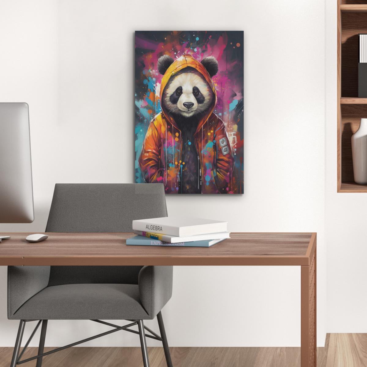 AKUSTIKBILD Panda - Jacke - Graffiti - Orange Kunstdruck Schlafzimmer 50x70 cm - Orange, Kunststoff (50/70/0.9cm) - MuchoWow