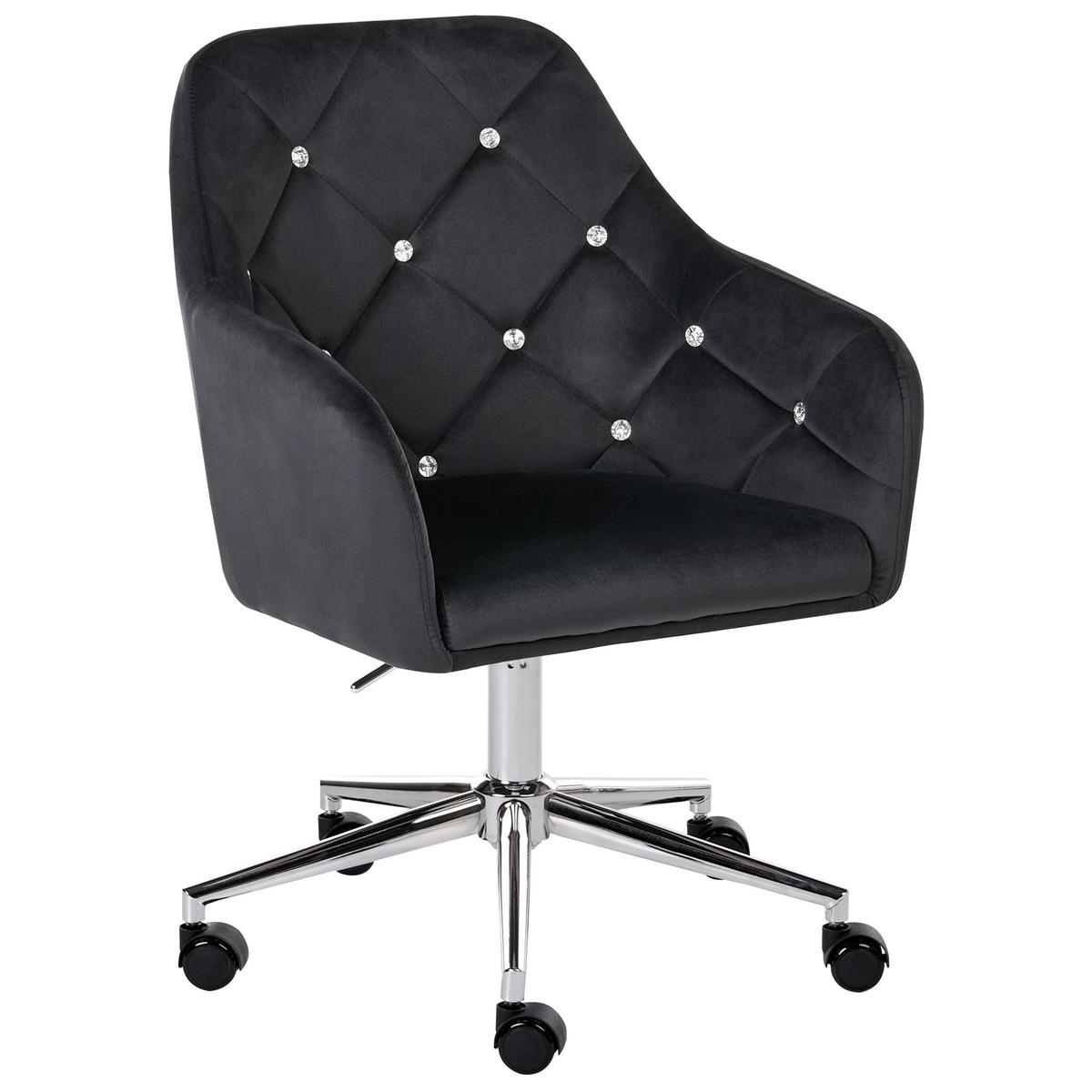 SCHREIBTISCHSTUHL Samtstoff Schwarz Veloria - Schwarz, Textil (60/85/60cm) - Beliani