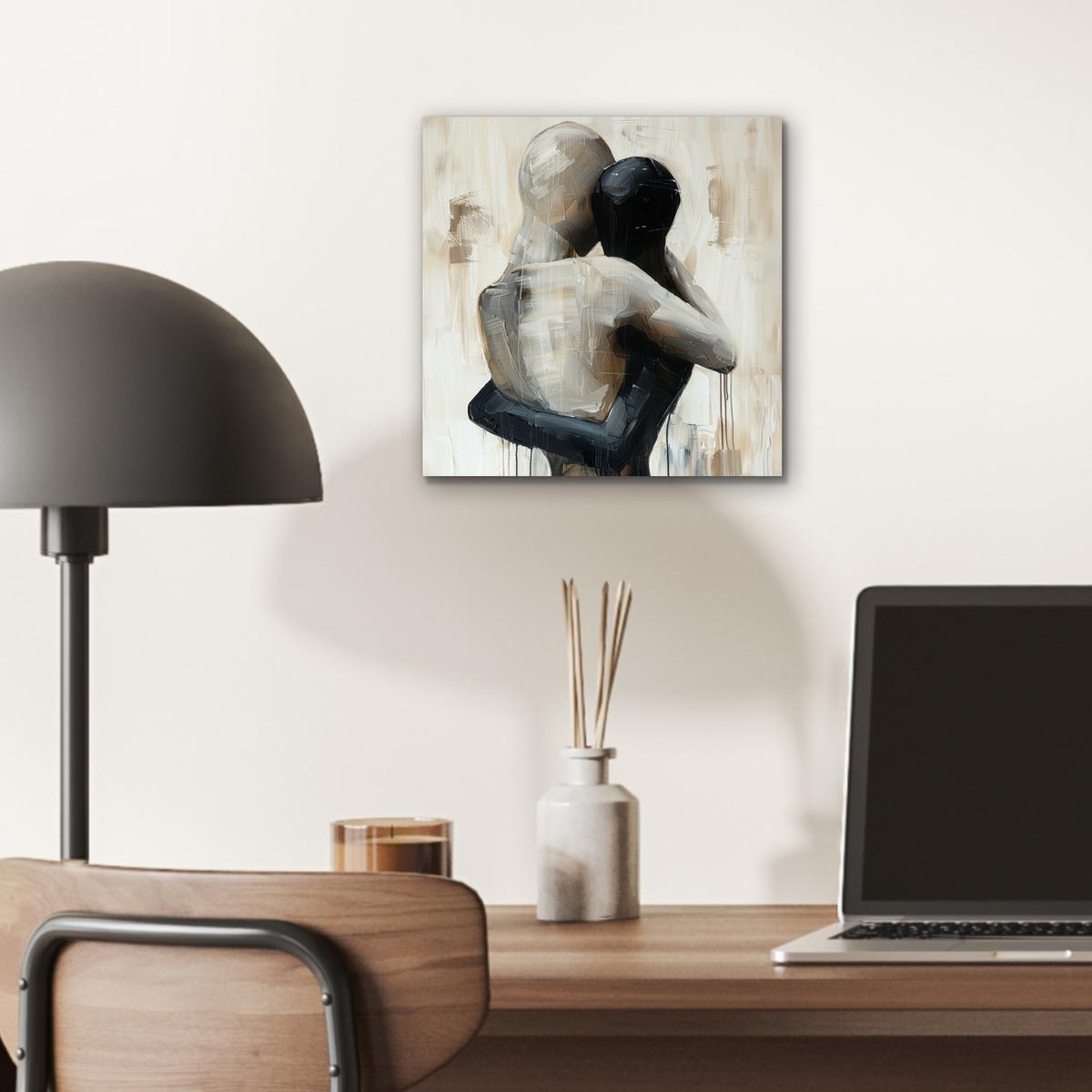 METALLBILD Abstrakt - Liebe - Schwarz und weiß - Modern 20x20 cm - Schwarz, Metall (20/20cm) - MuchoWow