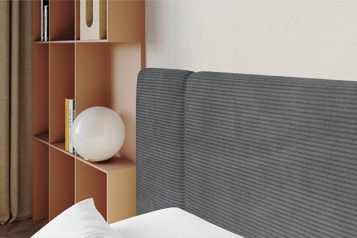 POLSTERBETT mit Bettkasten, Fußteil und Lattenrost, Bett mit Matratze H3/H4 - NILO-Z 120x200 Dunkelgrau - Graphitfarben, Holzwerkstoff/Textil (120/200cm) - ALTDECOR