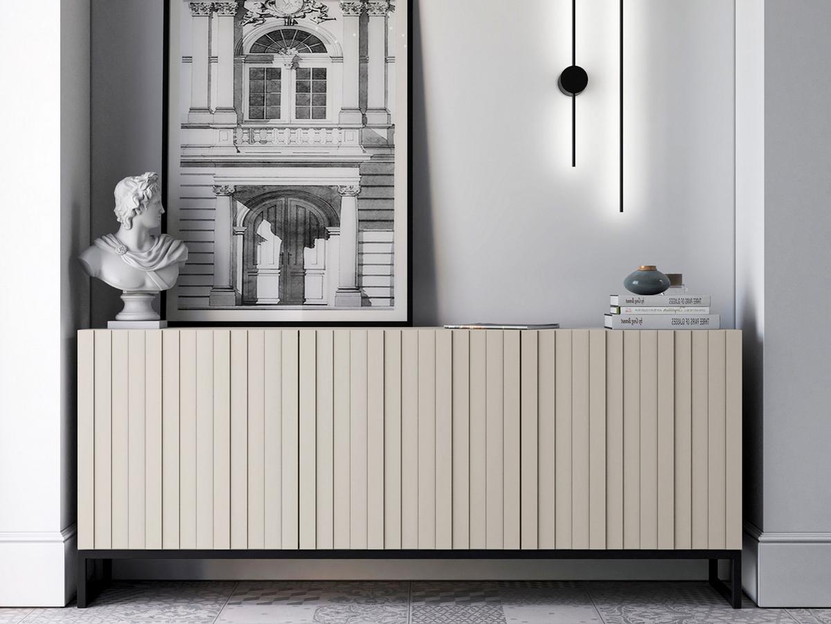 KOMMODE Elpis 3D Kaschmir Matt mit metallrahmen Glamour 168 cm - Kaschmir, Holzwerkstoff (168/72/36.5cm) - Meble Lindner
