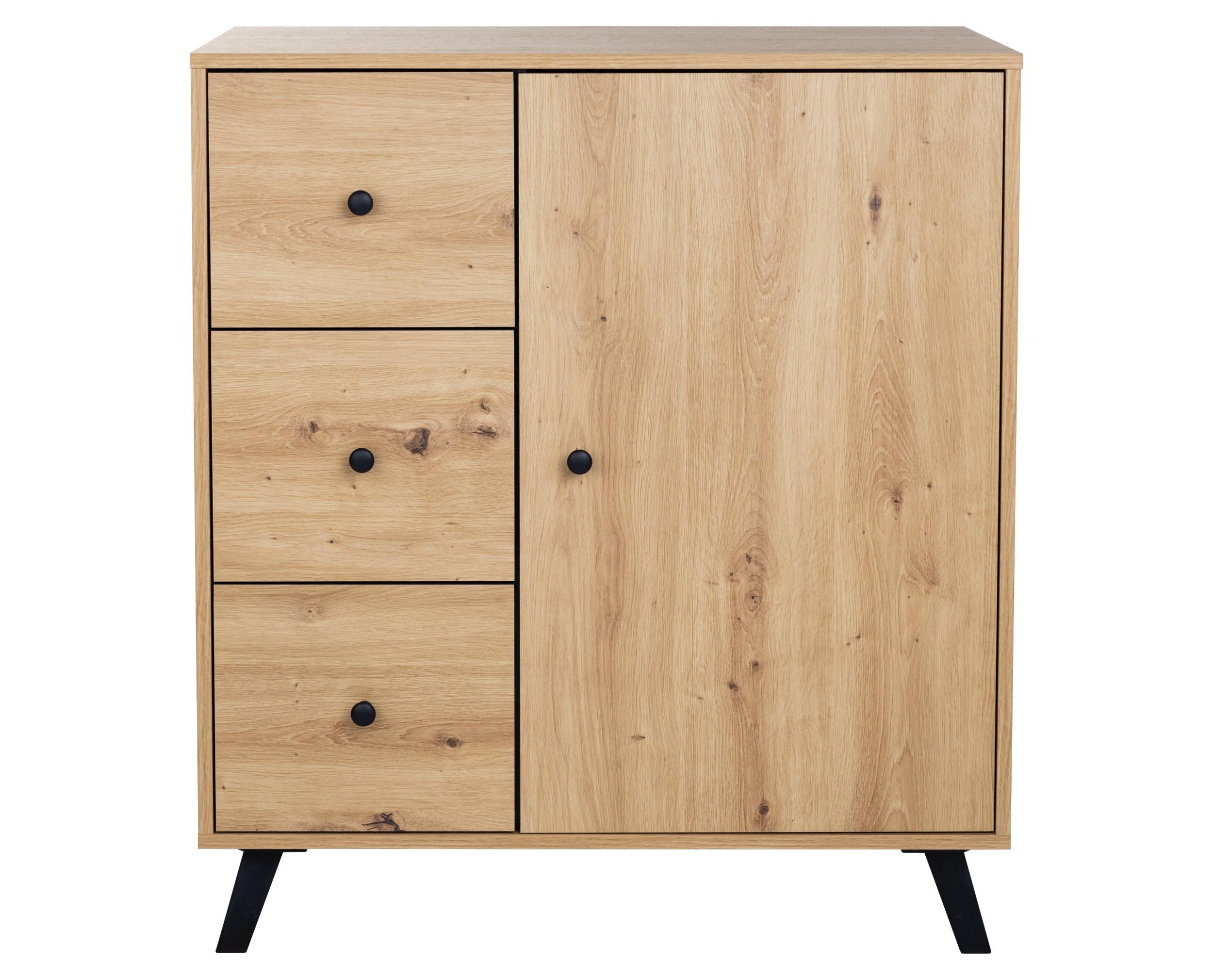 KOMMODE Berlin Metallgriffe - Schwarz/Eiche Artisan, Holzwerkstoff/Metall (82/92/40cm) - arthur berndt