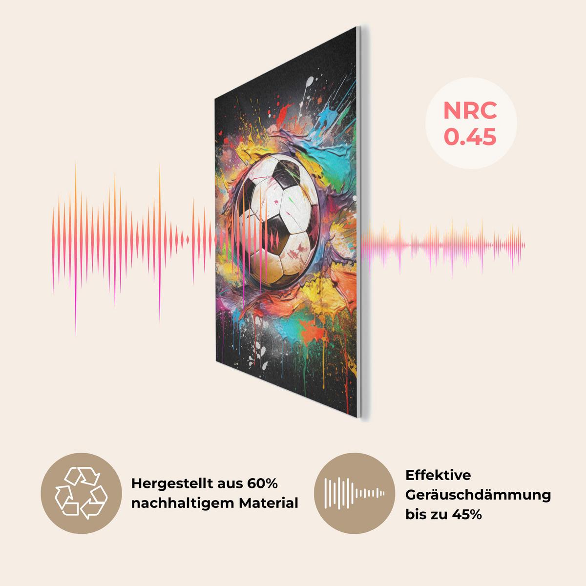 AKUSTIKBILD Fußball - Farbe - Farben - Schwarz - Weiß Wanddeko 60x90 cm - Weiß, Kunststoff (60/90/0.9cm) - MuchoWow