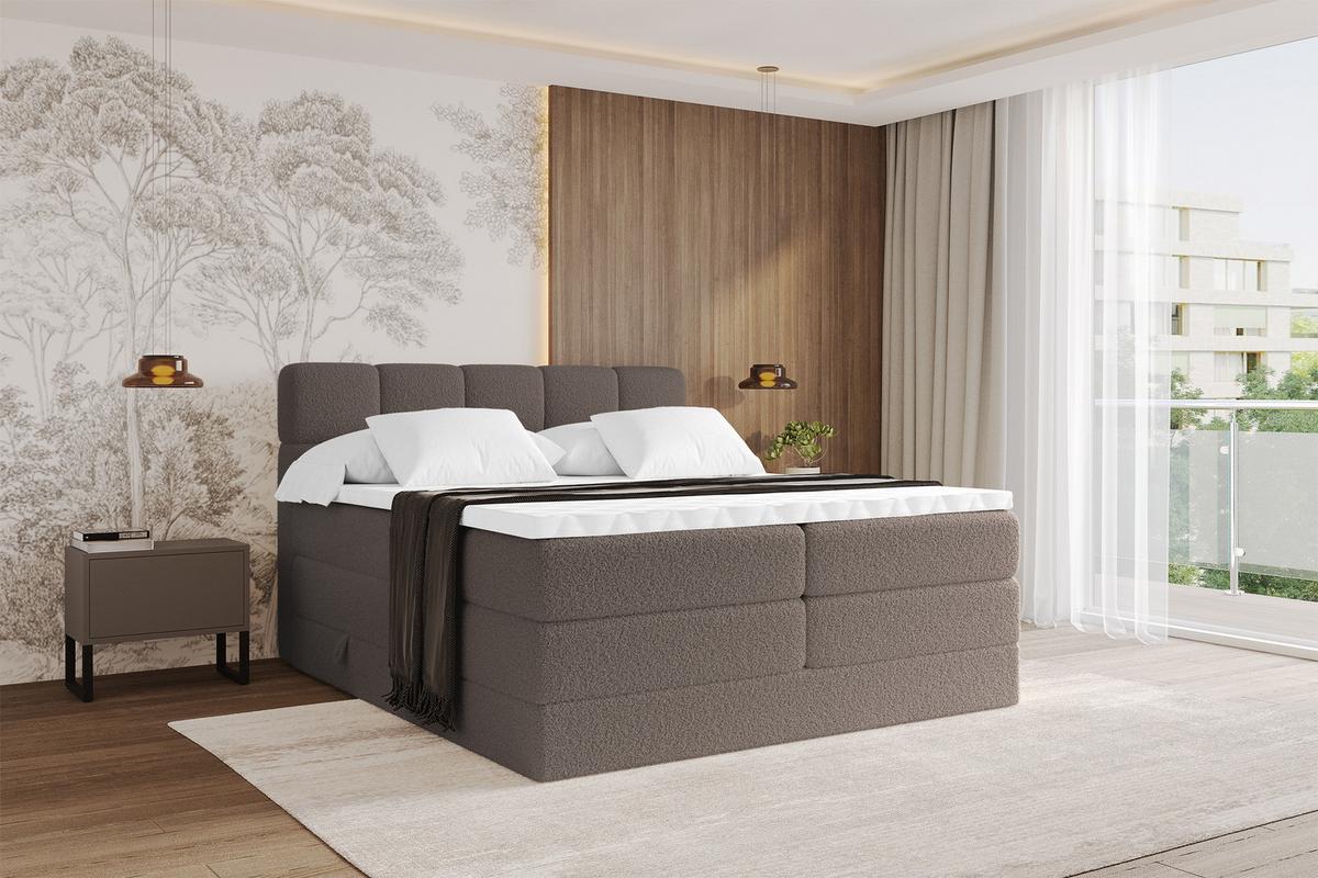 BOXBETT mit Matratze H3/H4 - FAMA KING - 120x200 cm Braun Quelle - Braun, Holzwerkstoff (120/200cm) - ALTDECOR