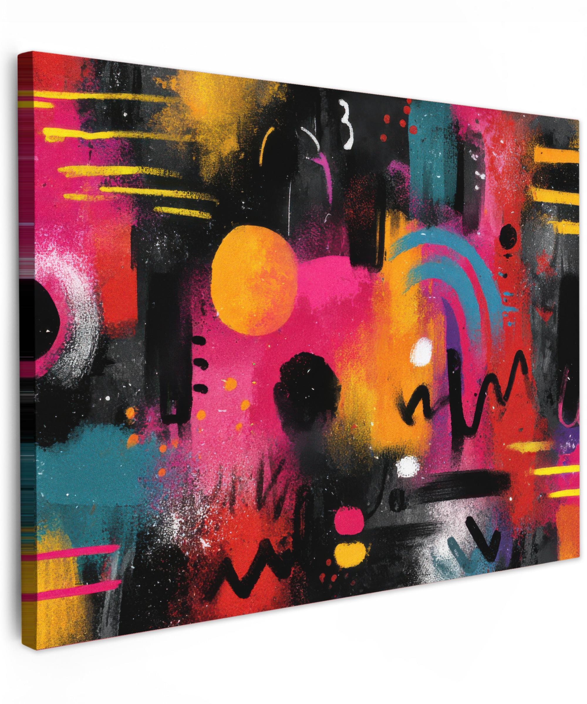 LEINWANDBILD Farbflächen - Formen - Bunt - Abstrakt Wandbilder 80x60 cm - Pink, Textil (80/60cm) - MuchoWow