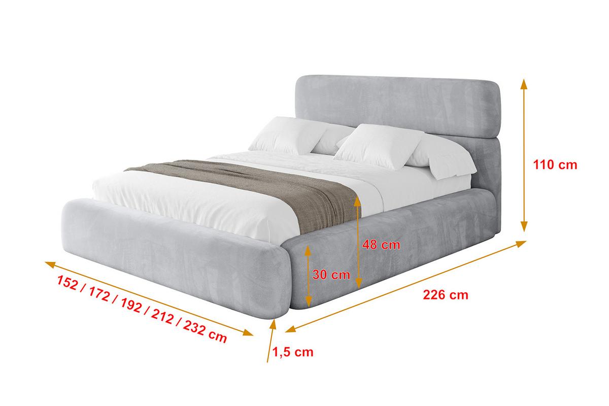 POLSTERBETT mit Bettkasten und Lattenrost, Boxbett ohne Matratze - ENORA 180x200 Hellgrau - Hellgrau, Holzwerkstoff/Textil (180/200cm) - ALTDECOR