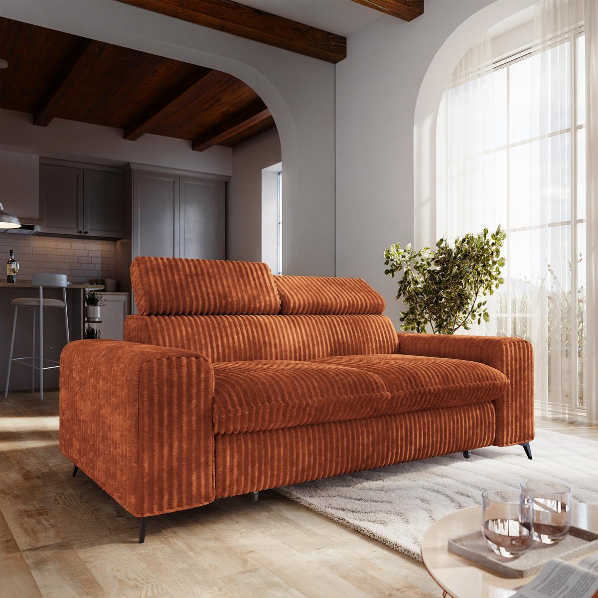 BETTSOFA BENETE Braun Cordstoff mit Schlaffunktion - Braun, Holz/Textil (191/89/92cm) - MASSENO