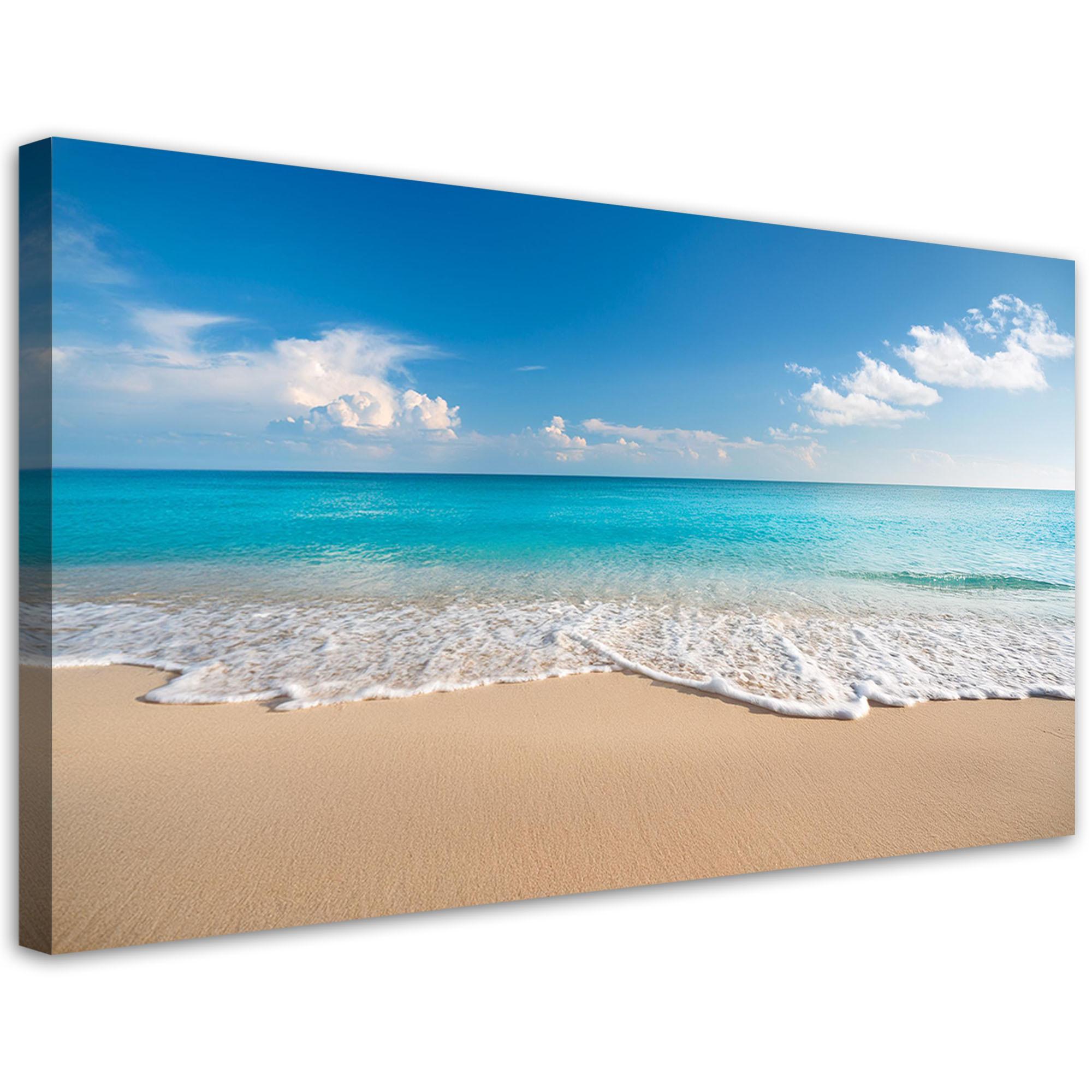 WANDBILD blaue strandmeerlandschaft - Blau, Textil (80/40cm) - Feeby