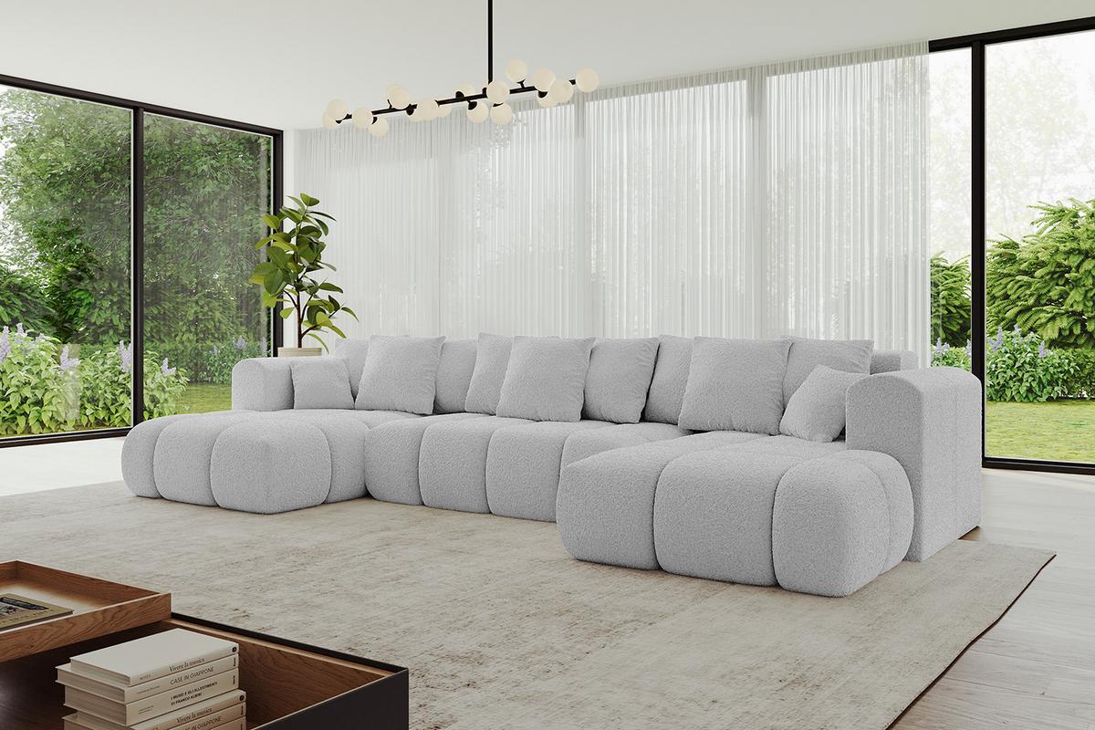 WOHNLANDSCHAFT CLOUD-U-v1 405x185x90 Hellgrau Bouclé - Hellgrau, Holzwerkstoff/Kunststoff (405/90/185cm) - ALTDECOR