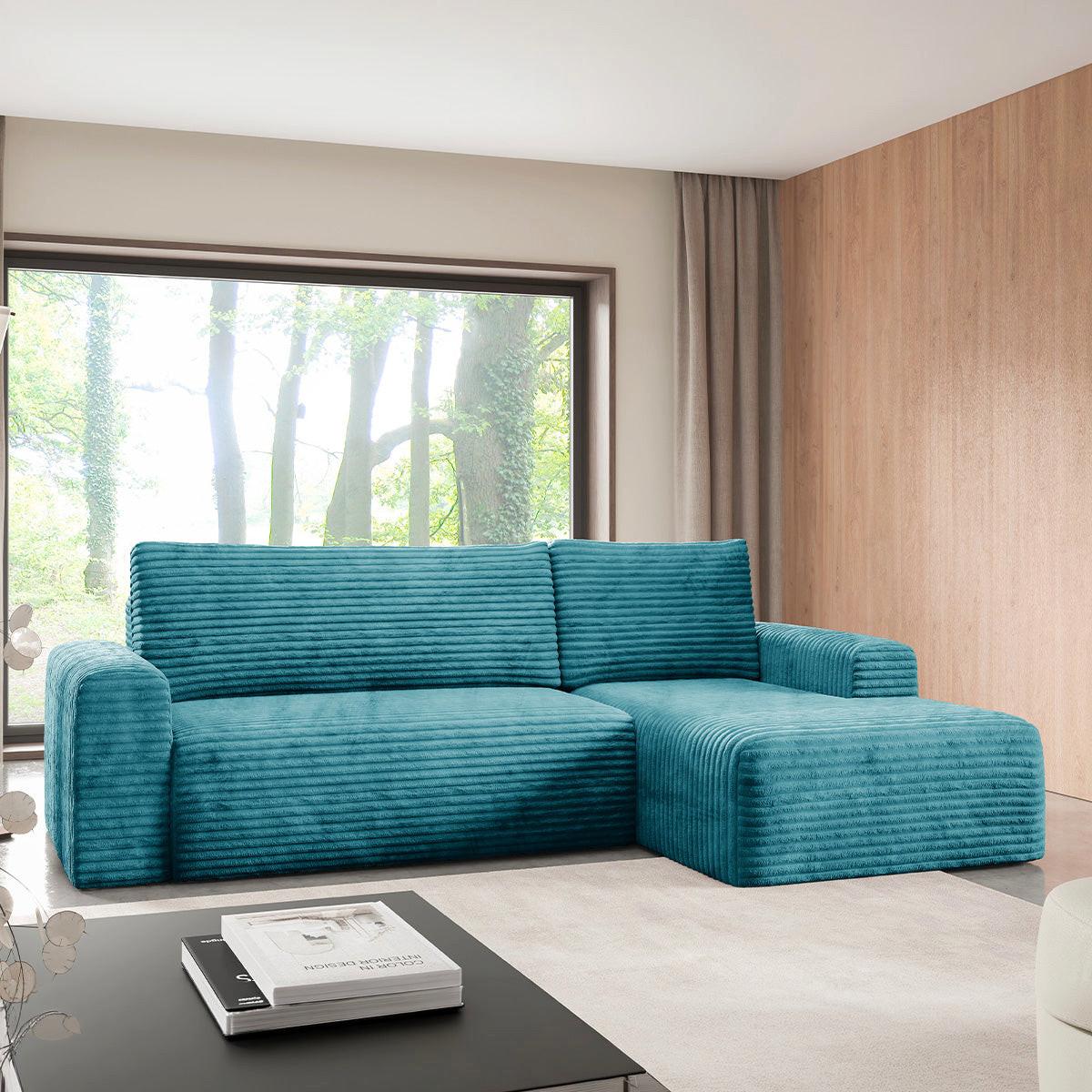 ECKSOFA Romeo 3 Sitzplätze Blau - Blau, Holz (268/163cm) - Petits-meubles