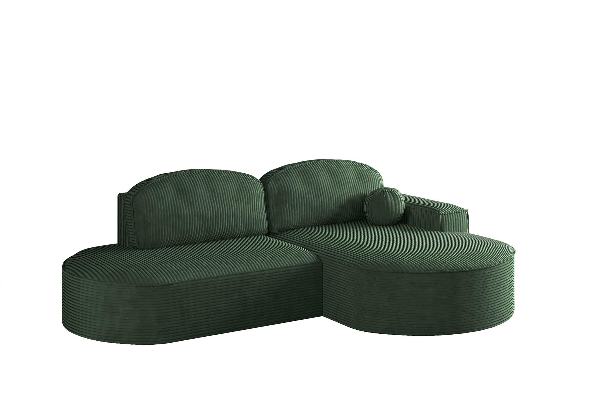 ECKSOFA Girona Mit Schlaffunktion - Grün, Holzwerkstoff/Textil (278/179cm) - Fun Möbel