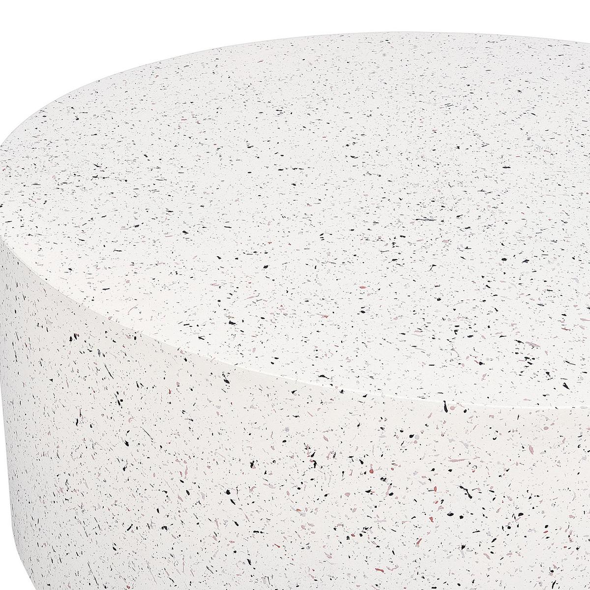 COUCHTISCH Beton weiß Terrazzo Optik rund 90 cm Trezzo - Weiß, Keramik (90/90/41cm) - Beliani