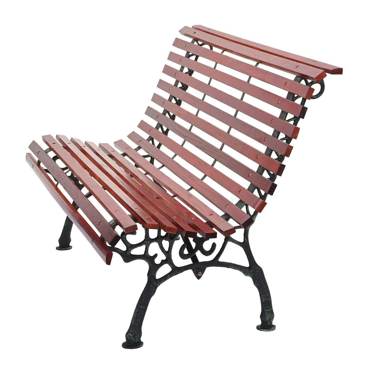 GARTENBANK Schwarz, Teak Dekor - Schwarz/Teakfarben, Holz (122/80/70cm) - MCW