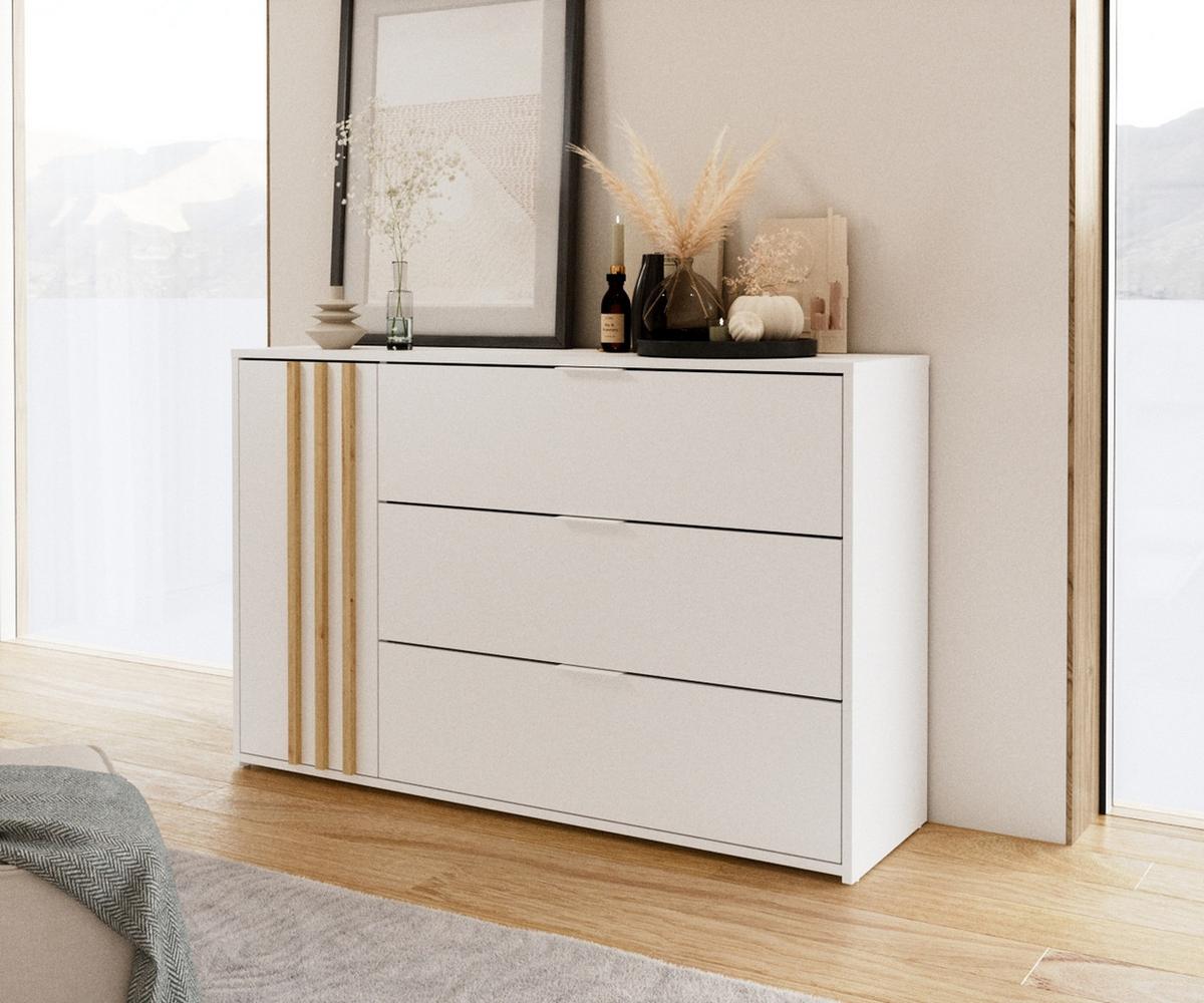 KOMMODE Weiß 125/79,75/35 - Weiß, Holzwerkstoff (125/80/35cm) - RAUMHIRSCH FURNITURE