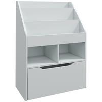 KINDER Bücherregal Kinderregal mit Schublade, 3 Ablagefächern, 2 offenen Fächern - Grau, Holzwerkstoff (29.9/90/60cm) - HOMCOM