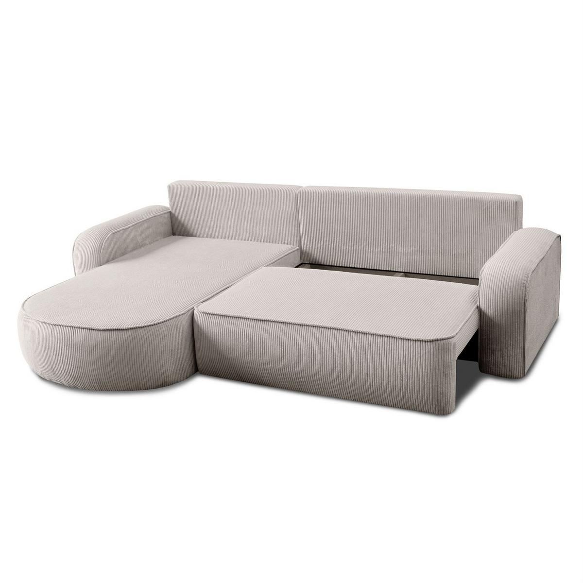 ECKSOFA VENUS mit Schlaffunktion und Bettkasten, Poso 100 - Creme, Textil (275/178cm) - Lookway