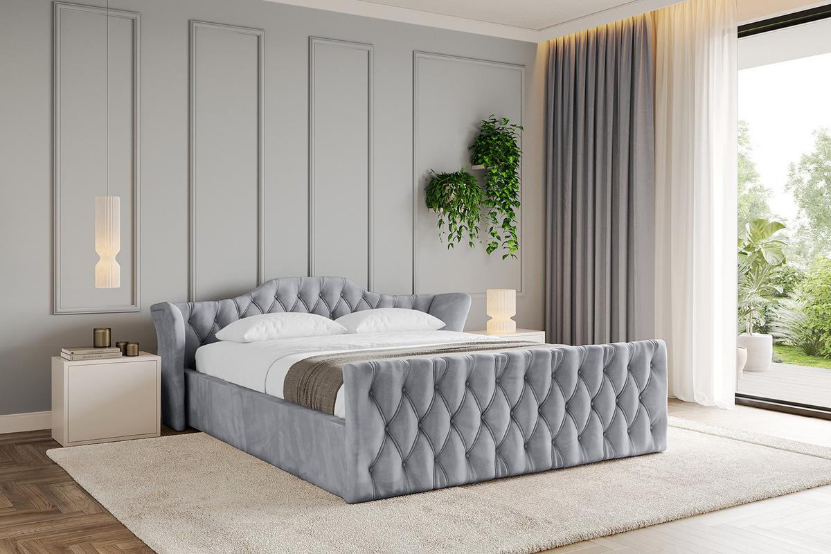 POLSTERBETT mit Bettkasten, Fußteil und Lattenrost, Boxbett ohne Matratze - ZORAN-Z-V1 120x200 Hellgrau - Hellgrau, Holzwerkstoff/Textil (120/200cm) - ALTDECOR