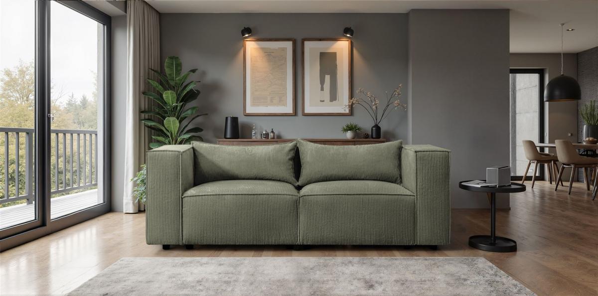 SOFA 2-sitzer Nevio - Grün, Holzwerkstoff/Textil (210/71/105cm) - Fun Möbel